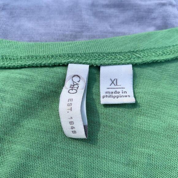 Cato Womens Contrast Top Green Back Patchwork Front Assymetrical Hem Size XL - Picture 3 of 7